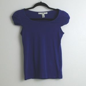 Forever 21 XXI Blue T-Shirt Cap Sleeves Sz S